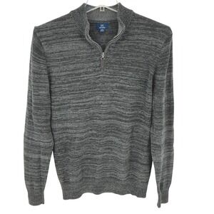 George Mens Heathered Gray Quarter Zip Long‎ Sleeve Sweater S Normcore Y2K Retro